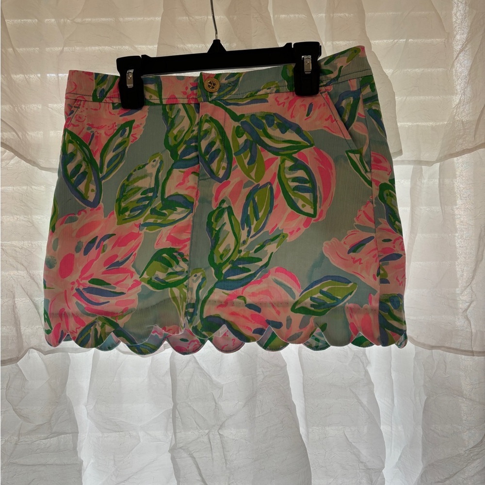 Floral Print Scalloped Skirt